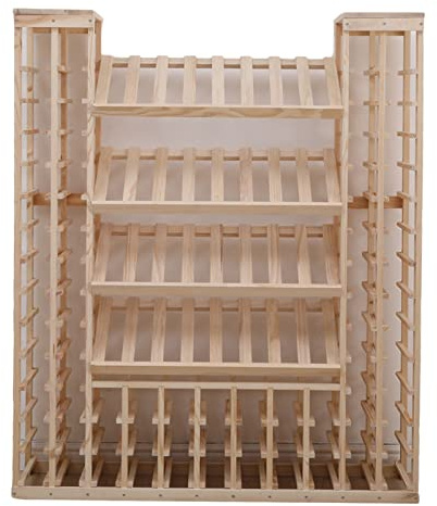 Vinflaskställ massivt trä vinförvaringshylla fristående displaynizer för hem/bar/café vertikalt vinskåp 120 x 30 x 150 cm perfekt för vinälskare