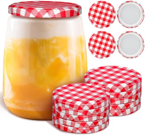 iplusmile 82mm Jam Jar Lids – Leak-Proof Aluminum Screw Caps with Sealing Ring for Mason & Canning Jars – for Kitchen Storage, Pantry Organisation & Home Preserving