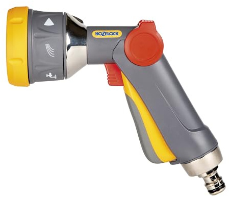 HOZELOCK - Multi-Spray Gun Plus : Compact Multi-task Gun, Watering & Cleaning, Lockable: 6 Spray Patterns