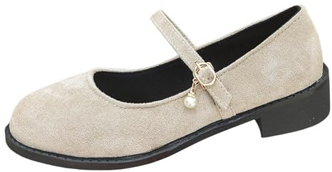 VBEDKDEB Ballerina skor för kvinnor, bekväma platta ballerinaskor, damballerinaskor med klok, låg klack, bekväma löparskor, söta balettskor, bärbara halvskor, arbetsskor, barfotaskor, ballerina, Beige