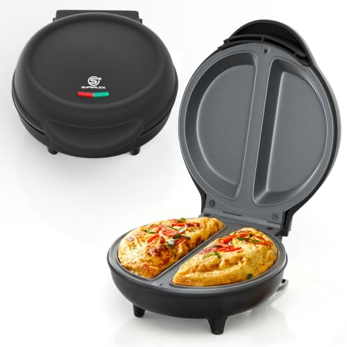 SUPERLEX Omelette Maker, 750W Electric Omelette Machine, Makes 2 Omelettes | Dual Non-Stick Plates, No Flipping Required, Fast Preheat, Automatic Temperature Control, Easy Clean Breakfast Maker