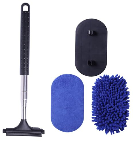 SHERCHPRY Raclette Télescopique pour Vitres de Voiture Bleu Outil de Nettoyage Multifonction pour Pare-Brise et Rétroviseurs Kit de Nettoyage Automobile Léger et Pratique Essuie-Glace