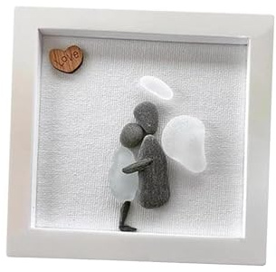 IEEDFJKK Decorazione da parete in legno e vetro, regalo di condoglianze, ricordo speciale dei defunti, decorazione commemorativa, da parete con cornice in legno e ciottoli di vetro,