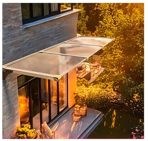 Dörrmarkis för entré – polykarbonatbaldakin med aluminiumfäste utomhusfönster markiser för veranda uteplats däck – regn- och snöskydd (80 x 130 cm/32 x 51 tum)