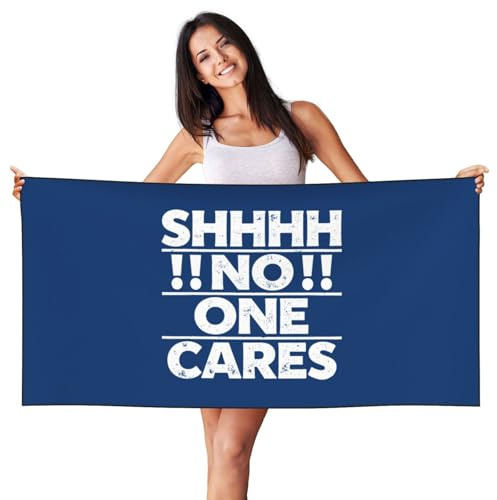 Ekkolikeit Quick Dry Beach Towel Shhhh No One Cares for Swimming Pool Sports Camping Gym Yoga 27.5 x 55 Inch Vacation Women Men