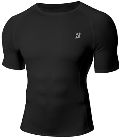 Men's Compression Shirt Short Sleeve, Athletic T Shirt for Gym Sports | Breathable Quick Dry, UPF 50+ Base Layer Tos for Workout, Stretch and Strong Muscle Support Undershirt for Running, Football