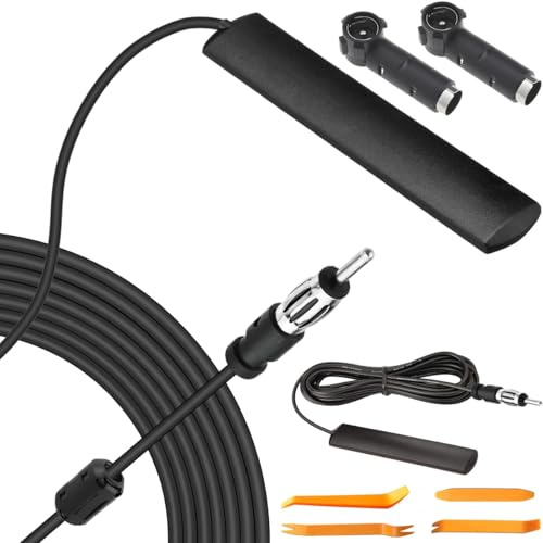 DAOKAI FM Car Radio Antenna Universal Car Stereo AM FM Hidden Windshield Antenna DIN Plug 3m Cable for Truck SUV Car Stereo in Dash Head Unit CD Media Receiver Player Audio HD Radio Player Amplifier