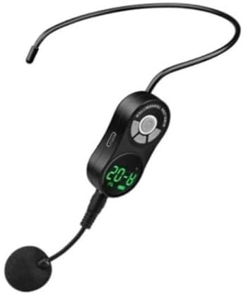 WEB world electronic business Microfono wireless ricaricabile 2-in-1 con supporto ad archetto e clip lavalier UHF - 30 metri - Nero