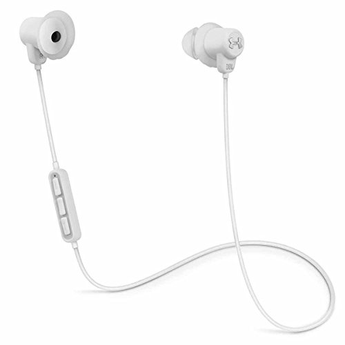 Under Armour By JBL Auricolari Sportivi Bluetooth/Wireless, Resistenti Al Sudore, Controllo Volume/Musica/Telefonate, Compatibili Con Iphone, Android, Tablet E Dispositivi Mp3, Bianco/Grigio