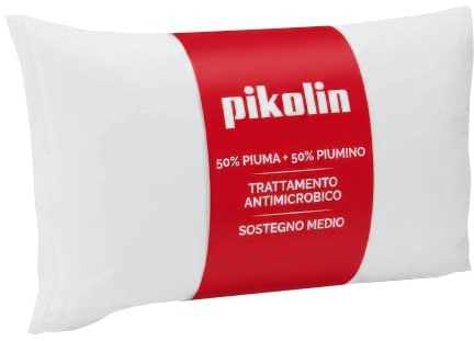 PIKOLIN Home - Almohada de Pluma (50%) y Plumón (50%) | 70x40cm | Firmeza Media | Doble Funda de Algodón | Transpirable | Suave | para Dormir Boca Abajo | HORAI