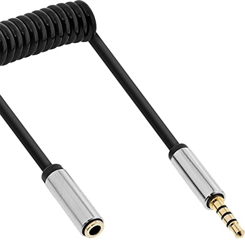 InLine 99282 Slim Audio Spiralkabel Klinke 3,5mm ST/BU, 4-polig, Stereo, 2m