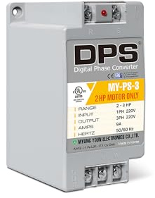 Convertidor monofásico a 3 fases, MY-PS-3, mejor para 2Hp (1.5Kw) 23 Amp 200-240V Motor, solo debe usarse para un motor por un DPS, entrada/salida 200V-240V