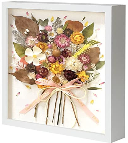 Muzilife 3D Bilderrahmen zum Befüllen mit Glasscheibe 25x25 cm-Tiefer Holz Rahmen Weiß, Objektrahmen Shadow Box, als Geschenk für Familie Freunde usw. (Weiß, 25x25cm)