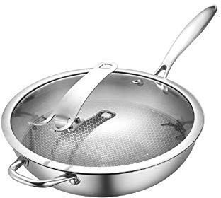 ZLDGYG Wok in acciaio inossidabile non rivestito antiaderente padella wok a gas piano cottura a induzione domestica pentola Pentola Pentole e padelle da cucina