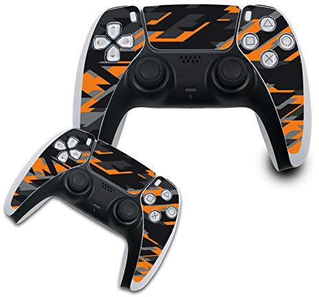 Finest Folia Film de Protection Compatible avec PS5 Sticker Housse pour Jeux Console contrôleur boîtier Autocollant Vinyle Film Peau Contre Les Rayures R140 (Controller Set, Nr. 16 Neon Orange)