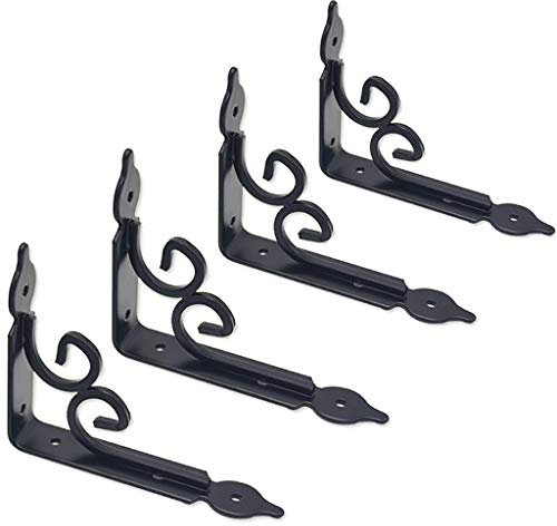 QLLL (2PCS / 4PCS) Antike Regalträger, Dekorative Regalhalterung mit Kunststoffsprühverfahren, Verwendet für Schwimmende Trennwandhalterungen, Wandmontierte L-Halterung