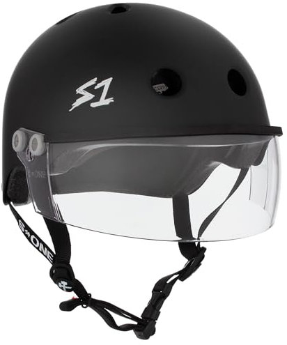 S1 Lifer Visor Helmet Gen 2 for Skateboarding, BMX, and Roller Skating - EPS Fusion Foam, CPSC & ASTM Certified - Black Matte w/Clear Visor Medium (54.6 cm)