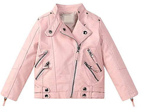 Nombre del prLengender Chaqueta de Piel Sintética Infantil Niña Abrigo corto PU Cuero Chaqueta Biker Invierno Otoño
