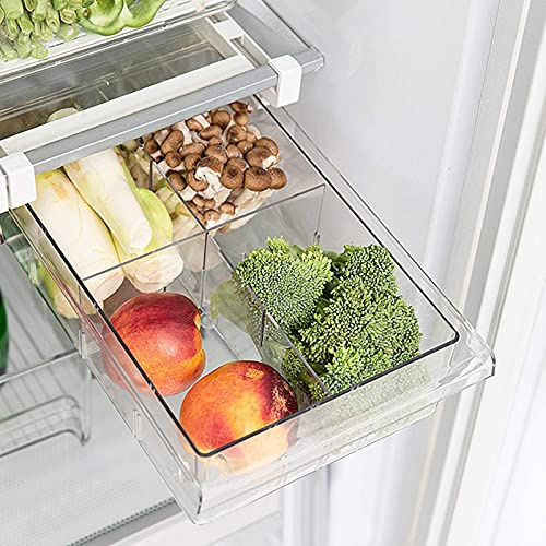 Skycase Kühlschrank Organizer,Durchsichtig Aufbewahrungsbox,Ausziehbare Einstellbar mit Griff,Kühlschrank Schubladenorganizer für,Schränke,Vorratsschrank