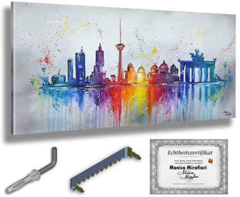 Monica Mirafiori I 100% HANDGEMALT I Gemälde Berlin I 140x70cm | Gemälde Handgemalt | Acrylgemälde | Sehr Großes Acrylbild I Moderne Kunst I Kunstbilder