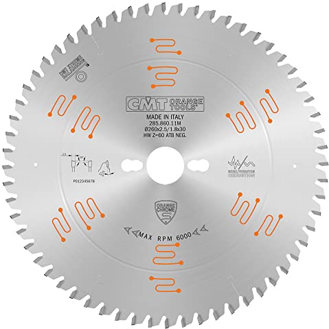 CMT ORANGE TOOLS 285.860.11M LAMA CIRCOLARE CHROME HW 260x2.5/1.8x30 Z60 ATB NEG