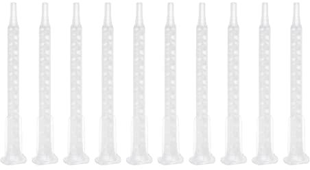 sourcing map 10 Pcs Epoxy Tubes Static Mixer, 4.06-inch Plastic Resin Mixing Nozzle Flat Tip for AB Glue Adhesive Gun Applicator 50mL Cartridges, White
