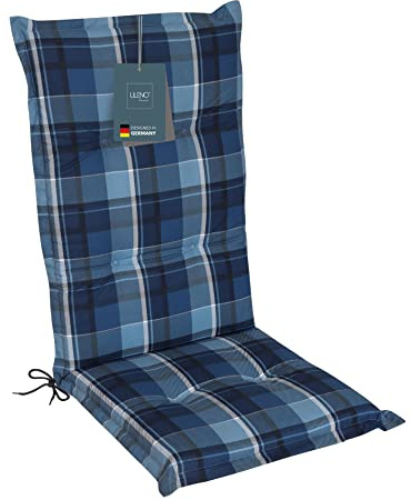 LILENO HOME Gartenstuhl Auflagen als [1er Set - Hochlehner] in Karo Blau