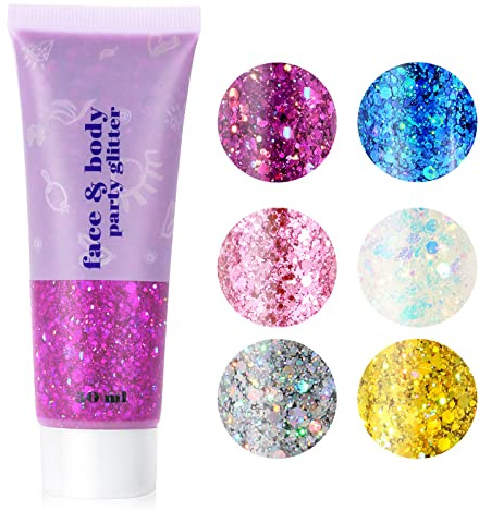 URAQT Gel pour les ongles, les yeux, les lèvres, les cheveux - Chunky Glitter pour Musique, Festival, Masque (D)