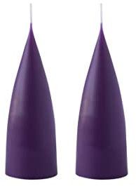 Kunstindustrien® Stumpenkerzen, Hergestellt in Dänemark, 43 Farben verfügbar, Kegel Kerze, Durchgefärbte Stumpenkerze lange Brenndauer von 15 Stunden, Kerzen Deko, 2 Stück, 6,5 x 16cm (Violett)