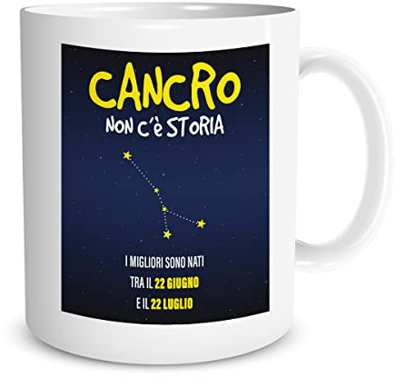 Lol t-shirt Tazza in Ceramica Mug Personalizzata Oroscopo con Segno Zodiacale a Scelta - Zodiaco - Idea Regalo - San Valentino - Compleanno - Natale - Ufficio (Cancro)