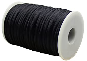 FSSTUD 50 Meters 3 mm Nylon String Chinese Knot Thread Wind Chime String Cord Window Blind Craft String for Necklace Bracelet Making Black