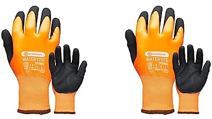 Blackrock Watertite Thermal Insulated Fully Waterproof Latex Safety Work Gloves,Sandy Latex Palm Dry Wet Grip, Mens Womens, For Construction,Highway,Gardening, Agriculture,Freezer Storage XL,Pack of 2
