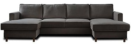 Lisa Design Jake – Wohnlandschaft U-Form – 7-Sitzer – mit Schlaffunktion und Bettkasten – aus Cord Dunkelgrau