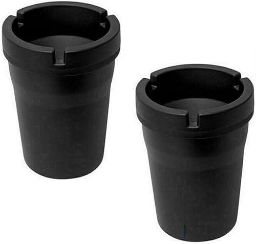 Unibos | 2 Cigarette Butt Bin With Ashtray | Light, Compact & Portable | Perfect for Car’s Cup Holder | Effortless To Clean & Empty | For Cars & Vehicles | Outdoor & Indoor use (Black)