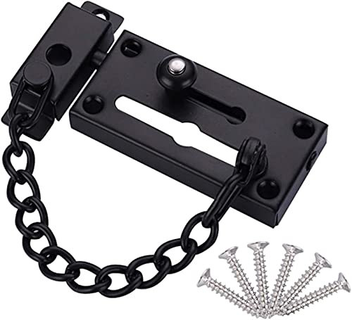 Messing Türkette, Reise Türschloss, Anti-Diebstahl-Kette aus Metall, Edelstahl, Türschnalle, Anti-Diebstahl-Schnalle, Sicherheitskette, Türriegel, Anti-Diebstahl-Kette (Farbe: Nero, Größe: 2 Stück) (F
