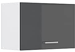 Vicco Hängeschrank R-Line, Wandhängeschrank, Anthrazit Hochglanz/Weiß, 60 cm mit Lifttür