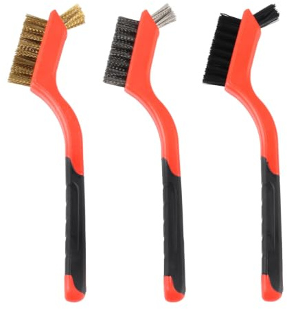 3 Stück Drahtbürsten-Set, Edelstahl Carbon Messing Nylon Draht Schrubben Bürsten für Holz, Bohrer, Reinigung Schweißschlacke, Rostentfernung, Winkelschleifer, Ziegel Drahtbürsten - 3 kleine