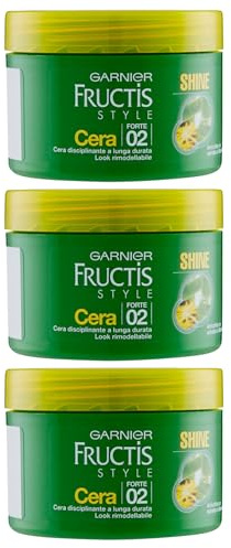 Garnier Fructis Style Shine Disciplinerande vax med lång livslängd upp till 24 H med bambuextrakt tätning 02 stark definierar och ger glans - 3 x 70 ml burkar