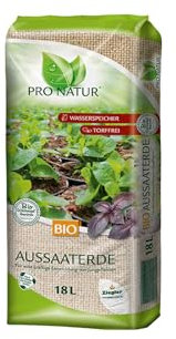 PRO NATUR Bio Aussaaterde Anzuchterde Pikiererde gebrauchsfertig und torffrei 2 x 18,0 L (36)