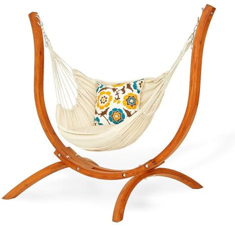 SELFLA Premium-Hängemattenständer aus Holz (226 kg), Sonnenschutz und regenbeständig, robuster Premium-Hängemattenstuhl aus Massivholz für den Innen- und Außenbereich, sicher und stabil (Hängematte