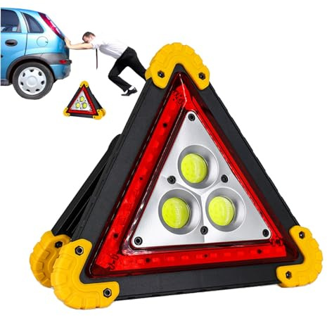 Triangles lumineux LED pour voitures, triangles d'avertissement de voiture rechargeables - Lumières triangulaires imperméables pliables à charge rapide - Panneau de sécurité léger, réflecteurs de sé