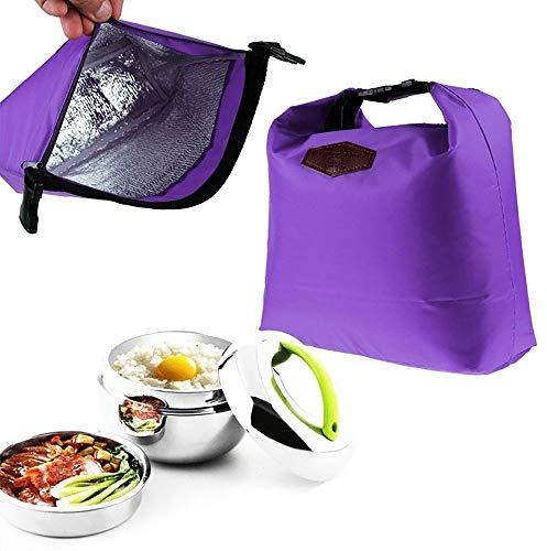 Kühltasche Klein Lunchtasche mit Reißverschluss Mini Kühlbox Einkaufstasche Isoliertasche Wasserdicht Picknicktasche Lunch Bag zur Arbeit Schule Outdoor (Lila)