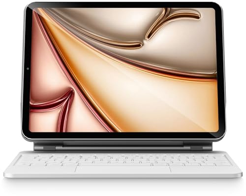 pekarejue Magic Keyboard Case per iPad Pro 11 pollici (M4) 2024: Smart Multi-Touch Trackpad, retroilluminazione RGB, riga funzioni, bianco sporco