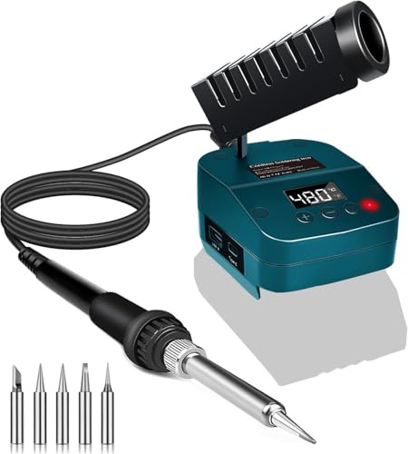 Fer à souder sans fil pour batterie Bosch 18 V GBA/BAT - Station de soudage à chauffage rapide avec écran numérique LED - Mobilité - Fer à souder avec USB et Type-C pour bricolage, réparation