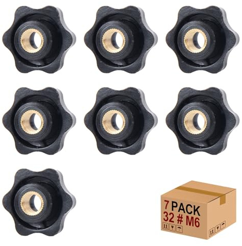 Sterngriffmutter Stern Muttern 7 Stück M6 × 32 MM Innengewinde Klemmknopf Griffmuttern Rändelmutter Klemmmutter Durch Loch Star Kopf für für Werkzeugmaschine, Maschine