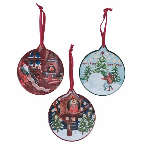 Xmas Vintage Keramikfliesen mit Korkboden, klein, 6 Stück