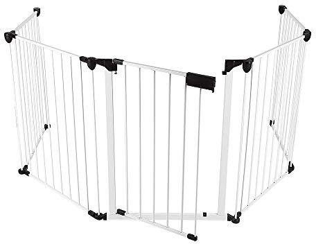 Barrière de Sécurité Enfant 310cm,Stable Pliable Barrière de Protection cheminée, Barrière de sécurité/barrière d'escalier/séparation de pièce/5 éléments (Blanc, 310 * 2.5 * 75cm)