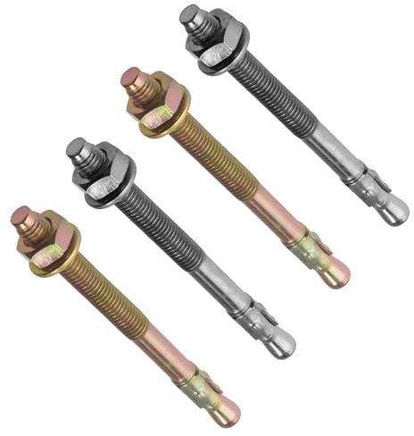 TERF® M10 X 100mm Through Bolts M10 (10mm) X 100mm Zinc or Zinc Yellow Passivated Steel Wall Anchor Bolt - Pack of 5
