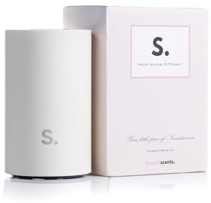 SCANDISCENTS – Waterless Halo Home Diffuser | Essential Oil | Rechargeable USB & Portable | Aromatherapy | Gift (White)