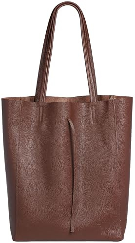 Caspar Großer Damen Leder Shopper Schultertasche mit Sicherheitsfach - CLASSIC LINE - Modell No.780 - Made in Italy